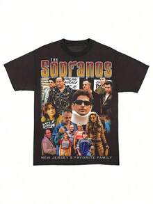 Camiseta de los Soprano, una camiseta de manga corta cómoda para hombres y mujeres, con un estilo retro de la calle Y2K. Esta camiseta unisex es adecuada para todas las estaciones, diseñada con un ajuste clásico y hecha de tela suave de alta calidad. - Negro - Ver 1