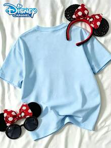 Disney Zootopia Full Character Girls Cotton Tee, Soft Washable Summer Top, Ideal For Theme Park, Daily Outing, Holiday & Birthday Gift For Tween Girls - 淺藍色 - 查看 3