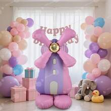 55-Inch 3D Foil Windmill Balloon, Soft Color Vertical Stand, Party Decor For Birthday, Baby Shower, Engagement, Princess Birthday, Wedding Photo Props - View 4