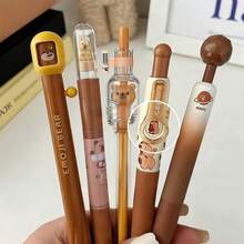 5支裝豪華Count系列馬卡龍色系凝膠墨水筆組，可愛筆記用0.5mm細尖可伸縮5支黑墨水筆，適用於書寫、日記、學校、辦公室文具，男女通用可愛風格筆，開學季高三適用 - YML - 查看 3