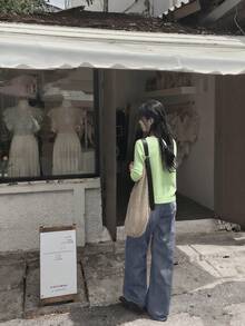 1pc Solid Color Knit Front Button Cardigan, Lightweight Spring/Summer Casual Wear - Mint Green - View 4