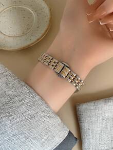 1pc Gold Oval Women's Quartz Watch Exquisite And Fashionable Suitable For Daily Matching Birthday/Graduation Gifts Casual Gatherings ﻿ - Silver and Gold - View 5