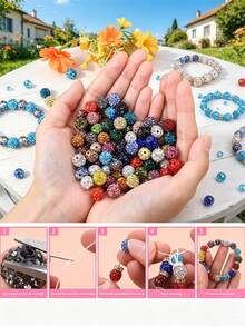 50/100pcs 10mm Shiny Disco Ball Beads - Reflective Multicolor Plastic Beads, Suitable For Jewelry Making, DIY Crafts, Necklace And Earring Accessories, Jewelry Making Beads, Earring Components, Handmade Beads - Multicolor - View 5