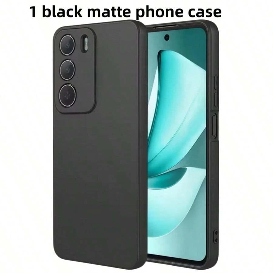 1 pieza Funda de teléfono mate negra 2026, compatible con Xiaomi 15T 5G/15T PRO 5G/Poco M8 Pro/Poco C85 4G/Note 15 Pro/Note 15/Mi 14 Pro y otras series de teléfonos, tacto suave y cómodo, antideslizante, antisuciedad, antihuellas, resistente al desgaste, resistente a los arañazos, protección a prueba de golpes, funda de teléfono de unicolor simple unisex - Negro - Ver 1