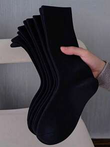 1/5/7/10/15 Pairs Women's Solid Color Wide Opening Comfortable Minimalist Maternity Socks Mid-Calf Casual Breathable Warm Soft Cute Socks For Autumn/Winter Daily Office Wear - Black - View 1