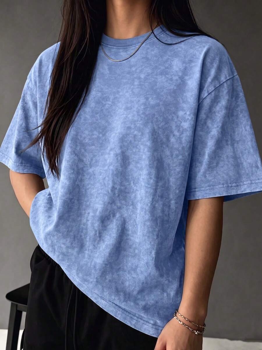 Women's Fashionable Washed Loose Short Sleeve T-Shirt | Exquisite Design | Summer Essential | Easy To Match | Showcase Your Style