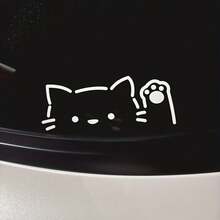 Cute Cat Peeking Waving Car Sticker For Windshield, Rear Window, Body Decoration - 1 pcs - View 5