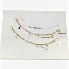 1pc Handbag Replacement Chain Shoulder Strap Accessory, Fashionable & Unique Women's Jewelry Party Accessory: Oil Drop Rhinestone Bee Pendant Chain, White Flower Bag Chain Charm, Bag Decor Chain, Pendant, Decorative Bag Chain Hanger, Accessory, Suitable For Women's Shoulder Bags, Underarm Bags, Can Be Used To Decorate Bags, As A Bag Charm, Or As A Birthday/Holiday Gift For Others - Gold - View 6