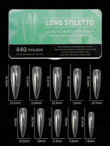 A Box Of 440 Semi-Frosted Nail Tips, Ultra-Thin Long Pointed Nail Tips, Boxed Nails - Clear - View 1