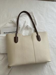 Nueva llegada Bolso de hombro versátil de unicolor de lujo para mujer - Blanco - Ver 8