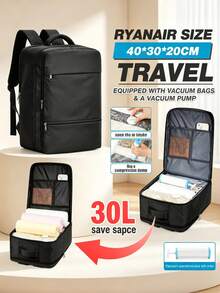 40*30*20cm Mochila de viaje con compresión al vacío, con bomba portátil, bolsa de viaje al vacío sellada de 35L, con sistema de vacío, bolsas de compresión transparentes, cubos de embalaje, múltiples bolsillos, tamaño aprobado por aerolíneas, mochila práctica para estudiantes y viajes al aire libre, disponible en varios colores - Multicolor - Ver 8