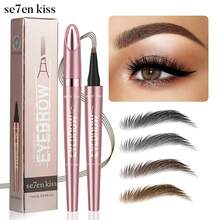 4-Prong Waterproof Eyebrow Pencil, 4 Colors Available, Natural-Looking Liquid Eyebrow Pencil, Waterproof And Sweat-Proof, 4-In-1 Eyebrow Pencil For Precise Brow Definition, Essential For Beginners And Clumsy Hands - Multicolor - View 11