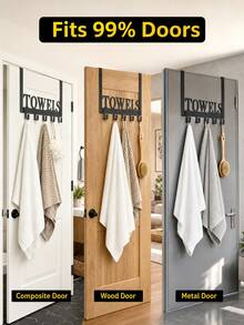 Steel Over-The-Door Hook, Bathroom Towel Rack, Heavy Duty Metal Multi-Functional Towel Rack Towel Holder Door Hanging Towel Rack, Towel Hook, Metal Sandblasted Finish Wall Mounted Door Hanging Soft Home Decor Bathroom Decor Bathroom Accessories - Multicolor - View 8