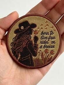 1pc "Born Free, Go With The Wind" Western Music Embroidered Patch Heat Transfer - Multicolor - View 2