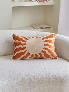 LCUHPCL 1pc Summer Velvet 3D Embossed Sun Wave Pattern Embroidered Throw Pillow Cover, Home Decor For Living Room, Bedroom, Party - Multicolor - View 14