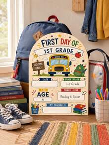 DIY Wooden First Day Of School Milestone Sign, School Bus And Academic Print Design, Wooden Commemorative Board, Suitable For All Grades, Perfect For Back To School, School Gifts, Photo Props, Classroom Attendance Records And Parent Keepsakes - DIY Message Board - View 5