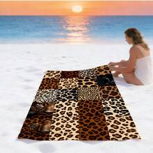 1pc Classic Leopard Print Full Pattern Beach Towel, Sand-Resistant Quick-Dry Absorbent Microfiber Pool Towel, Animal Print Lightweight Summer Travel Swimming Beach Accessory - I - View 4