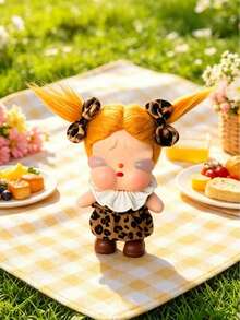 1pc Leopard Print Dress + Bow + Scarf + Shoes Set, Suitable For Dolls, Back To School Gift, Birthday/Holiday Gift[Doll Clothes Only] - Brown - View 1