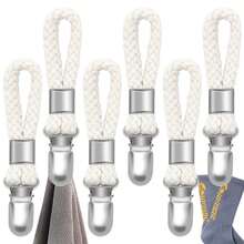 2/5 Pcs Hanging Tea Towel Clips, Metal Kitchen Towel Clips With Hanging Loop, Cloth Hook Clips, Suitable For Home Kitchen Bathroom Cabinet, Can Be Used As Hangers - Multicolor - View 1