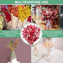 60/120/180/240 piezas Hierba de cola de conejo artificial, tallos de hierba de cola de conejo artificial para decoración del hogar, decoración de bodas, decoración de fiestas, manualidades DIY, accesorios de fotografía, decoración temática - Hierba de cola de conejo roja - Ver 2