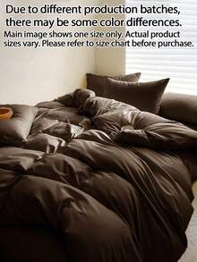 1 Duvet Cover + 2 Pillowcases 3 Pieces Set, Skin-Friendly Soft & Comfortable, Machine Washable, Suitable For All Seasons - Coffee Brown - View 5