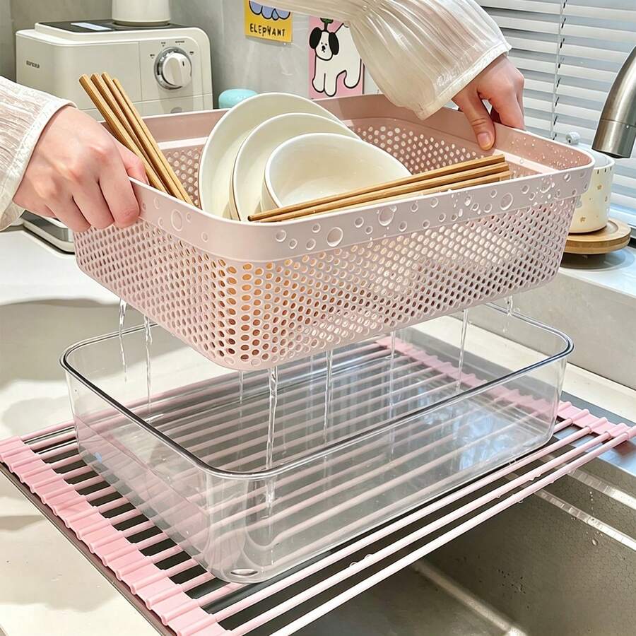 Set Saringan Dapur 6 Buah (Termasuk 3 Keranjang Saringan + 3 Keranjang Penyimpanan) Saringan Dapur Plastik Non-Makanan, Digunakan untuk Mencuci Sayuran, Buah, dan Piring - Cocok untuk Dapur Rumah dan Komersial, Mencuci Buah, Penyimpanan Ringkas, Struktur Kokoh, Pencuci Sayuran, Saringan Sayuran, Keranjang Pencuci Buah, Cocok untuk Dapur, Kulkas, Berkemah, dan Piknik - MultiWarna - View 1