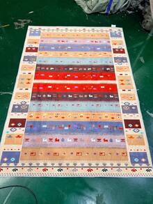 1pc Washable Bohemian Vintage Striped Carpet, American Area Rug For Living Room/Bedroom, Large Size Carpet - Multicolor - View 11