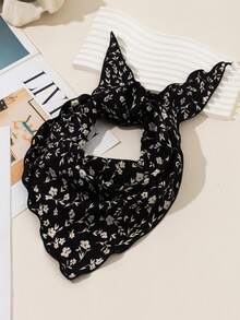 1 pieza Bufanda triangular con flecos, con silueta floral y de hojas multicolor romántica, de moda para primavera/verano, vacaciones, picnic, estilismo - Beis - Ver 3
