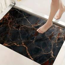 1pc, Home Decor, Marble Pattern Print, Diatom Mud Carpet, Easy To Clean, 3D Print Rectangular, Suitable For Entrance, Living Room, Kitchen, Bedroom, Hallway, Bathroom, Laundry Room - Polyester Carpet, Suitable For Indoor And Outdoor Home Decor - Multicolor - View 4