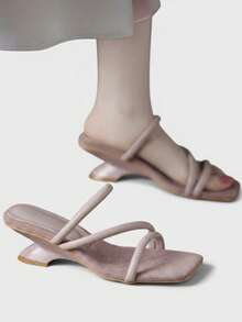 Gorgeous Fashionable Elegant Platform Slide Sandals For Women, French Style High Heel Sandals For Summer 2026 - Purple - View 6
