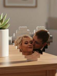 Customized Photo Heart-Shaped Building Blocks, Adult Puzzle, Personalized Heart-Shaped Photo Frame Decor, Special Gift For Dad, Mom, Grandparents, Friends On Holidays, Suitable For Various Desktop Decorations, Creative Design For Christmas, Father's Day, Mother's Day, Valentine's Day, Anniversary, Unique Memorabilia, Family Collection - Multicolor - View 2