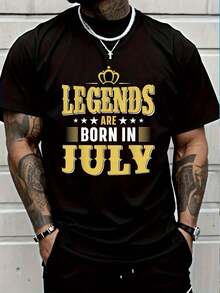 100% Cotton Vintage 4th Of July Legends Are Born In July Men Women T-Shirt Casual Short Sleeve Shirt Women's Men Graphic Tee - 黑色4 - 查看 1