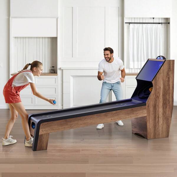 VEVOR 9' Roll And Score Classic Arcade Game Table, Indoor Skeeball Machine Game Set With LED Electronic Scorer, Sound, Automatic Ball Return For Adults Kids Home Recreation Game Room, 4 Balls Included