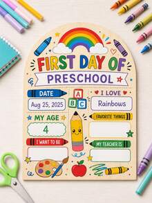 DIY Wooden First Day Of School Milestone Sign, School Bus And Academic Print Design, Wooden Commemorative Board, Suitable For All Grades, Perfect For Back To School, School Gifts, Photo Props, Classroom Attendance Records And Parent Keepsakes - DIY Message Board - View 7