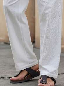 Comfortable Breathable Casual Straight-Leg Pants For Men - White - View 4