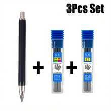 3pcs/Set 5.6mm Metal Mechanical Pencils, 2B/4B/6B/8B, Art Drawing Pencils With Lead Refills, For Engineering Drafting, Painting, Writing Stationery, Engineer Precision Writing Tools (1 Pencil + 2 Lead Boxes) - Multicolor - View 5