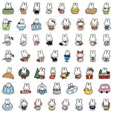 MIFFY 100張兔子防水貼紙，可愛兔子角色與日常場景混搭，乙烯基材質可直接黏貼，適合裝飾吉他、手機等 - 彩色 - 查看 4