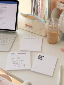 Funny Sarcastic Sticky Notes, Minimalist Black Text Memo Pad, Suitable For Daily Reminders, Study To-Do Lists And Random Ideas, Perfect For Students, College Students, Dorms And Office Use Back To School Stationery - one-size - View 1