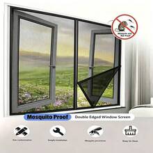 1pc Self-Adhesive Mosquito Net, Suitable For Summer Door And Window Insect Barrier. [Black] Mosquito Window Screen, Made Of Invisible Fiberglass Material, Effectively Repels Mosquitoes And Flies. - Screen Windows - View 3