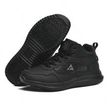 Black High Top Non Slip Chef Shoes, Waterproof Wear Resistant Kitchen Work Footwear, Lightweight Comfort Casual Sneakers - Black - View 3
