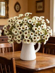 1pc Artificial Silk Daisy Ball Bouquet, Bridal Hand Bouquet, Valentine's Day Gift, Birthday Party Decoration, Wedding Flower Basket, Bridal Bouquet, Home Decor, Restaurant Bedroom Windowsill Vase Decoration, New Year Decoration - White - View 6