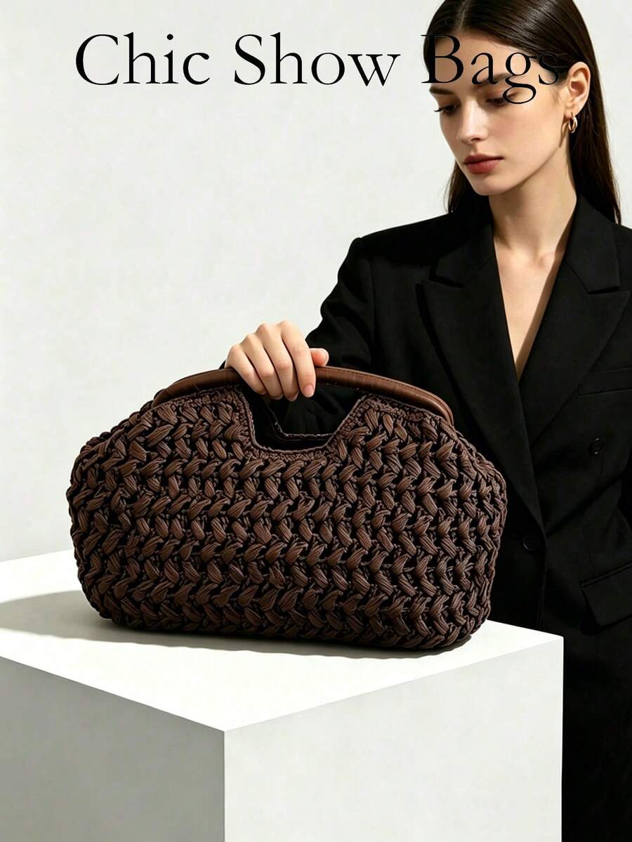 2026 New Handmade Woven Rattan One Shoulder Bag With Adjustable Strap, Women's Envelope Shoulder Crossbody Bag - Coffee - View 1