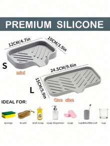 1pc Silicone Draining Rack, Kitchen Sink Splash Guard - Silicone Faucet Handle Drip Filter Tray, Dish Soap Dispenser, Faucet Back Sponge Holder Pad, Kitchen Sink Accessories, Suitable For Kitchen Countertop And Bathroom - Multicolor - View 9