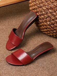 Women's Round Toe Wedge Sandals 3.5CM 2026 New Style Thick Sole Sandals Comfortable Open Toe Minimalist Flat Soft Bottom Non-Tiring Outdoor Fashion Sandals - Red - View 2