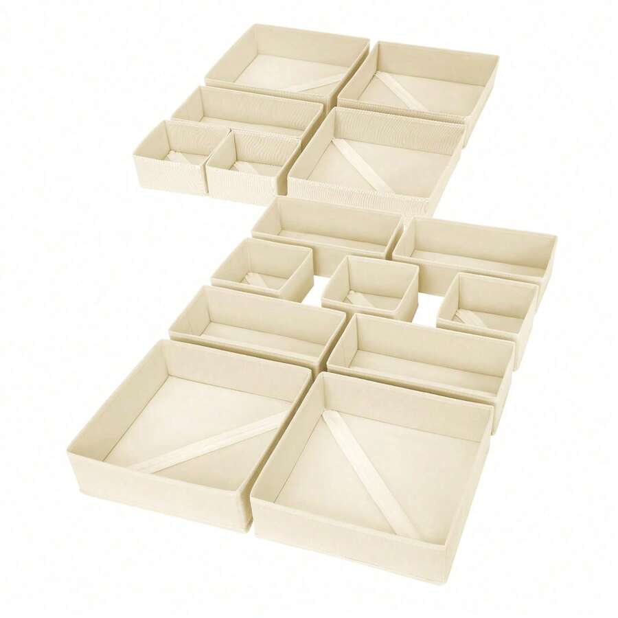 Fabric Drawer Organizer Set, Multi-Size Divider Storage Boxes For Underwear, Socks, Makeup, Home Closet Organization,Fabric Storage Divider Boxes For Home Bedroom, Closet, Dresser, Desk Organization, Space-Saving