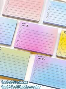 150 stuks gradiëntkleur liniaal lijn plaknotities, desktop memo bericht sticker voor student, willekeurige levering per enkel boek (50 stuks) - Veel kleurig - Bekijken 1