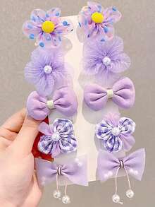 10 piezas de pinzas para el cabello casuales y versátiles de diferentes estilos para niñas, pinzas para el cabello de la misma serie de colores, accesorios para el cabello de estilo primavera/verano, pinzas para el cabello antideslizantes y fijas, opción de regalo perfecta - Multicolor - Ver 11