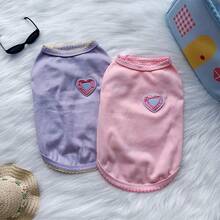 Vêtements pour chiens et chats de compagnie, simples et mignons, style doux, gilet pour petits chiens et chats, vêtements d'été, printemps et automne, vêtements pour animaux de petite race, violet et rose - Multicolore - Voir 10