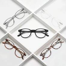 5 Sets Of Equipment Unisex Lightweight Anti‑Blue Light Reading Glasses, Square Frame Spring Hinge Eyewear For Daily Office Computer Use - 5 Colors [Black, Sheer Gray, Transparent, Leopard Print, Tofu Pudding] - View 11