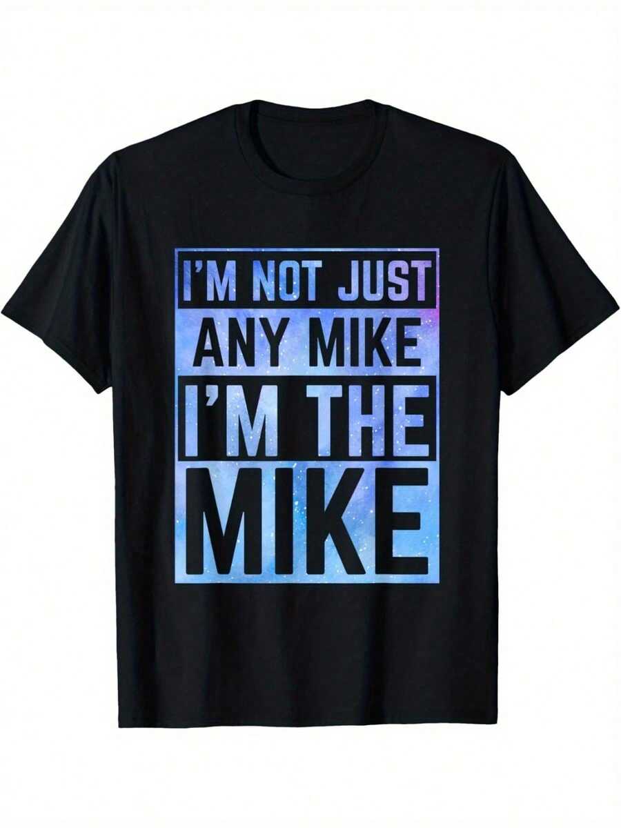 Camiseta de Hombre Tallas Grandes y Altas con Estampado de Galaxia "No Soy Cualquier Mike, Soy El Mike" - 100% Algodón, Casual y Deportiva, Transpirable y Cómoda para Todas las Temporadas, L - Blanco - Ver 1